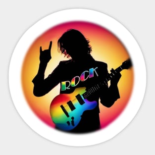 Silhouette Rock Guitarist Sticker